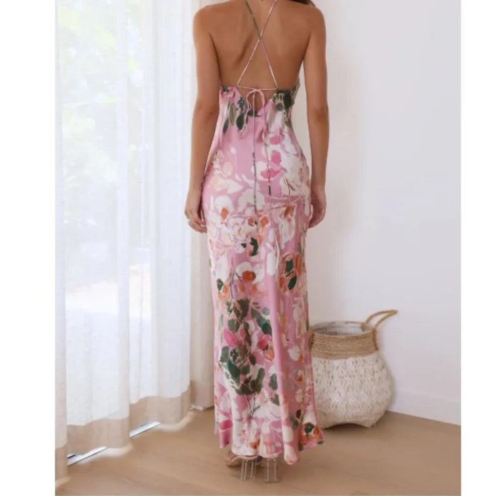 Hello Molly - Feeling Moody Maxi Dress Pink Floral - Size Medium/6 - Picture 8 of 8